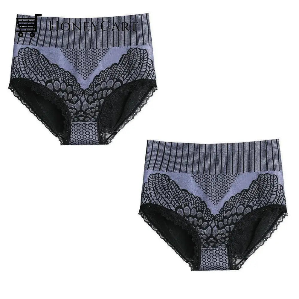 High Waist Graphene Fiber Briefs 2Pcs Blue / L