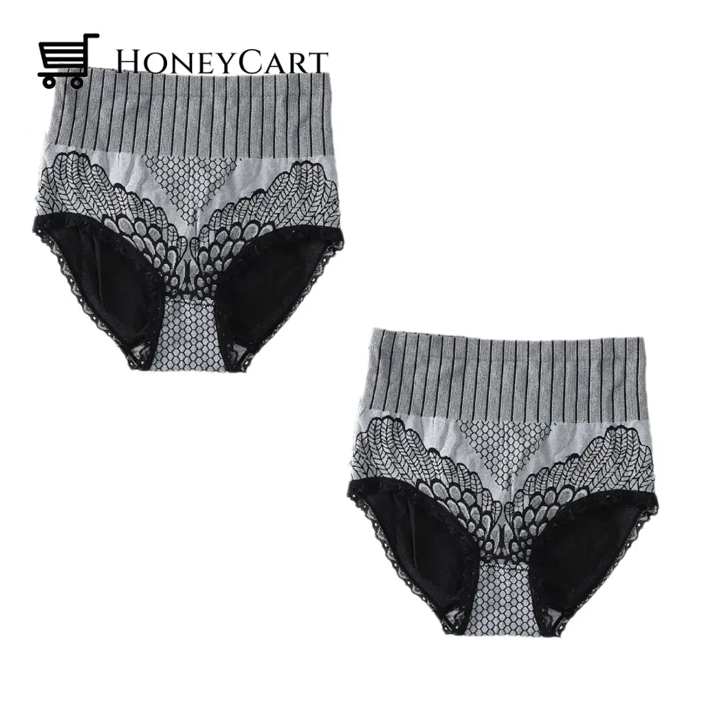 High Waist Graphene Fiber Briefs 2Pcs Gray / M