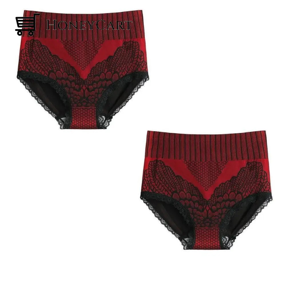 High Waist Graphene Fiber Briefs 2Pcs Red / M