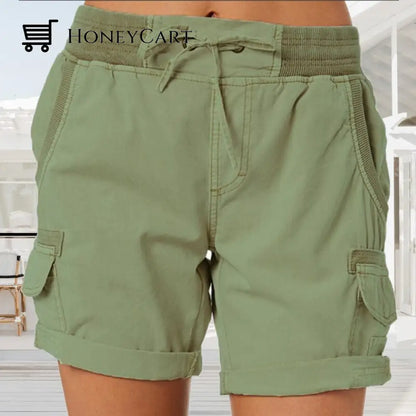 High Waist Ladies Casual Loose Shorts Army Green / M