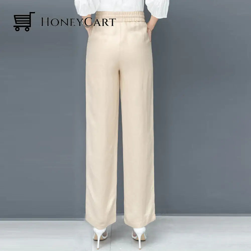 High Waist Loose Ice Silk Pants