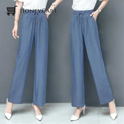 High Waist Loose Ice Silk Pants