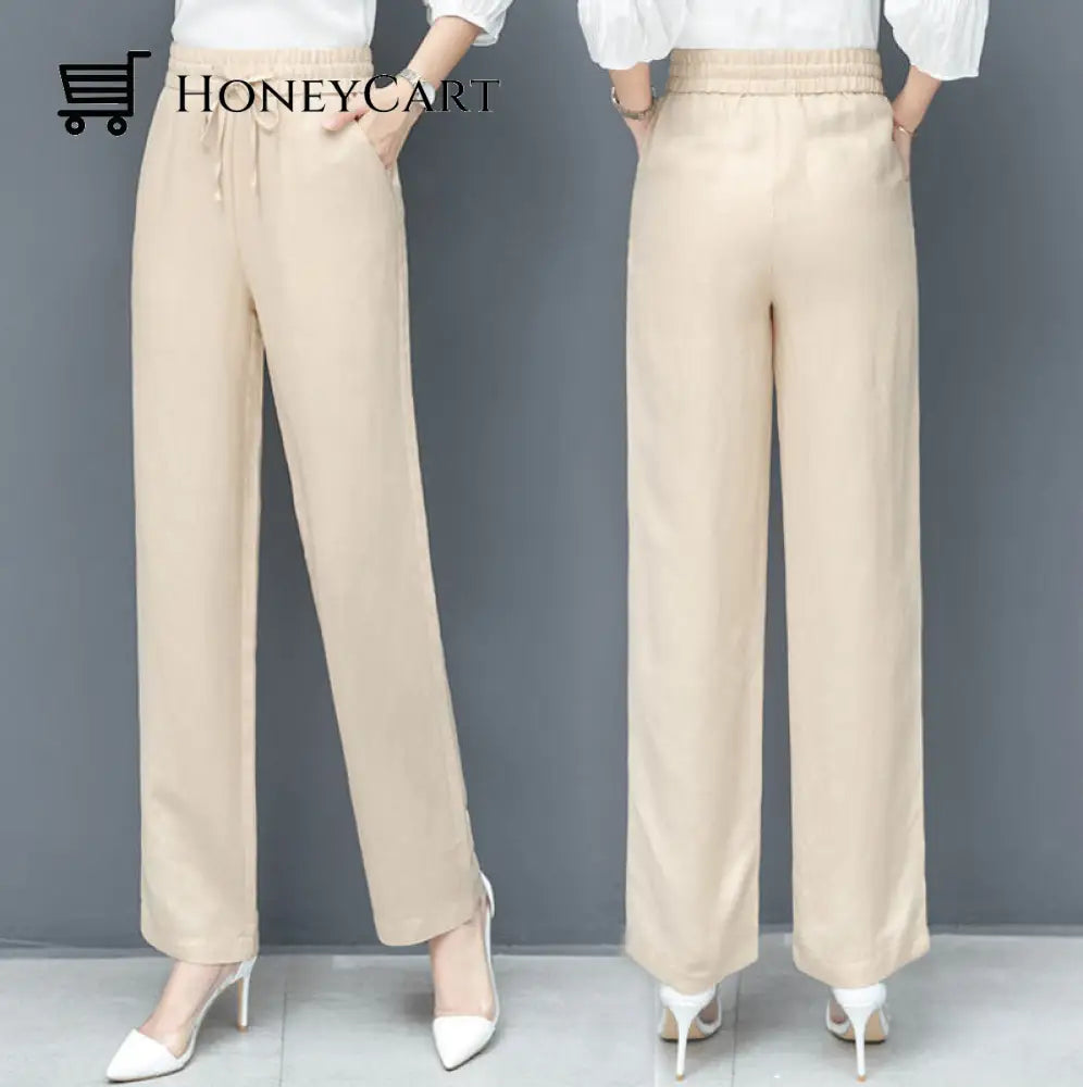 High Waist Loose Ice Silk Pants