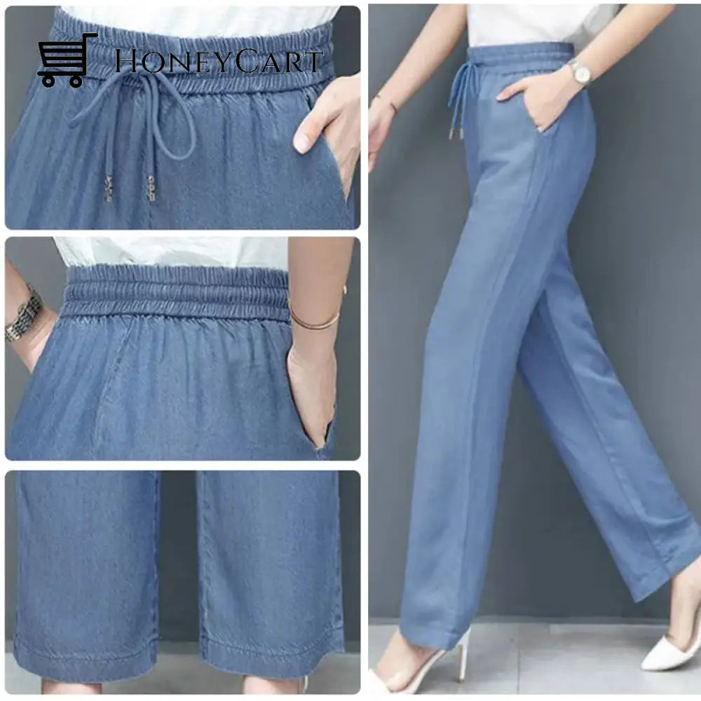 High Waist Loose Ice Silk Pants