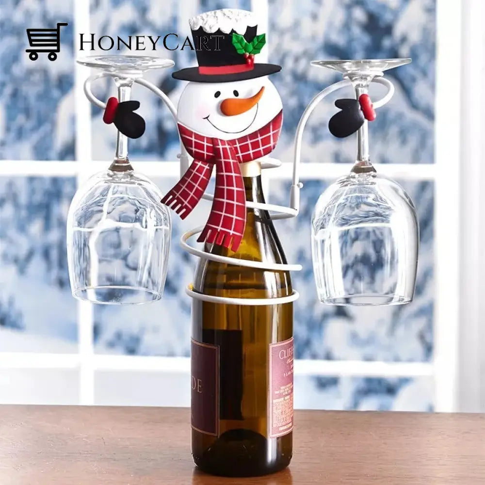 Holiday Wine Bottle & Glass Holders Snowman