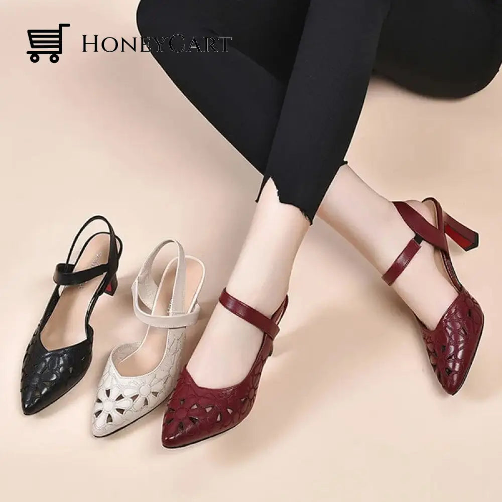 Hollow Pointed Toe Ladies Sandals