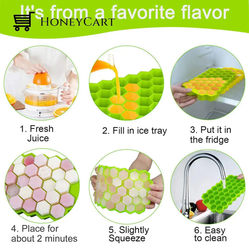 Honeycomb Ice Cube Trays Reusable Silicone Cube Mold Bpa Free Maker With Removable Lids