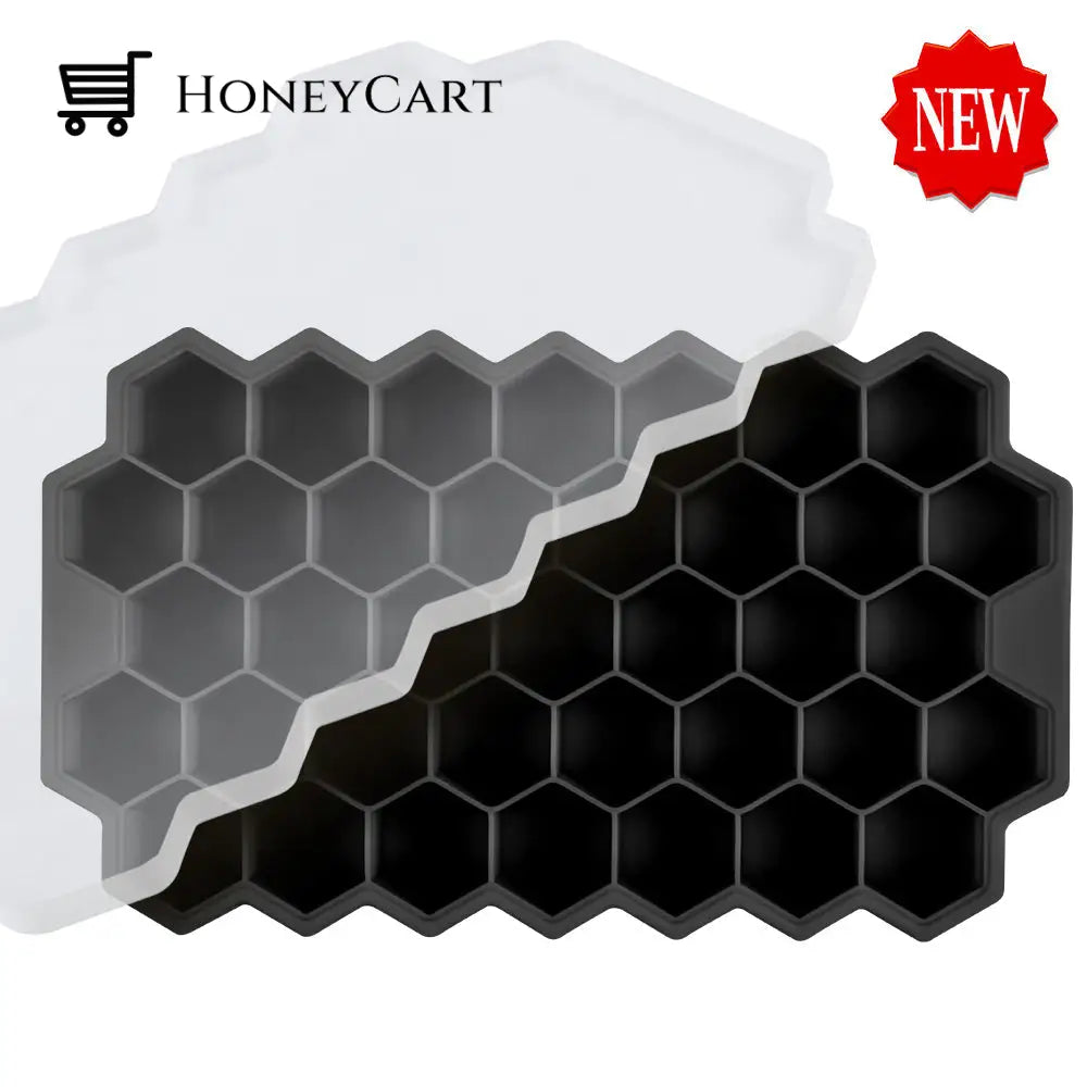 Honeycomb Ice Cube Trays Reusable Silicone Cube Mold Bpa Free Maker With Removable Lids Blackwithlid
