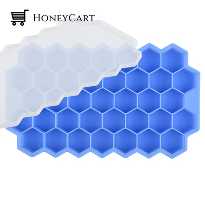 Honeycomb Ice Cube Trays Reusable Silicone Cube Mold Bpa Free Maker With Removable Lids Deepblue