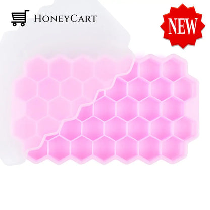 Honeycomb Ice Cube Trays Reusable Silicone Cube Mold Bpa Free Maker With Removable Lids Pinkwithlid