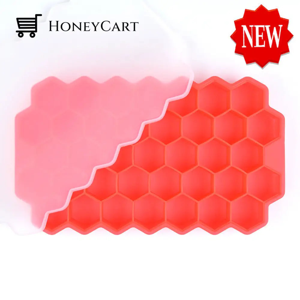 Honeycomb Ice Cube Trays Reusable Silicone Cube Mold Bpa Free Maker With Removable Lids Redwith Lid