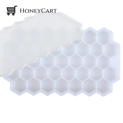 Honeycomb Ice Cube Trays Reusable Silicone Cube Mold Bpa Free Maker With Removable Lids Whitewithlid