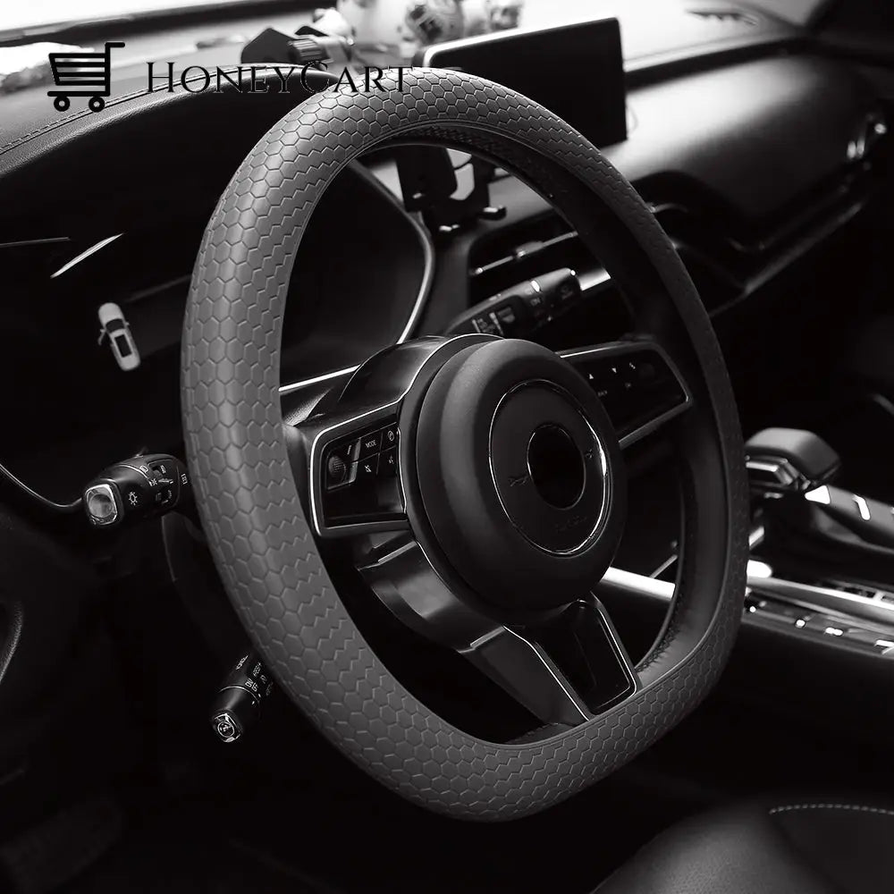 Honeycomb Silicone Steering Wheel Cover Black / 36Cm