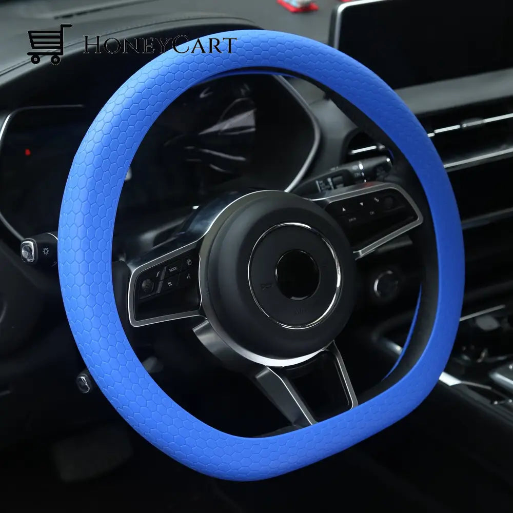 Honeycomb Silicone Steering Wheel Cover Phantom Blue / 38Cm