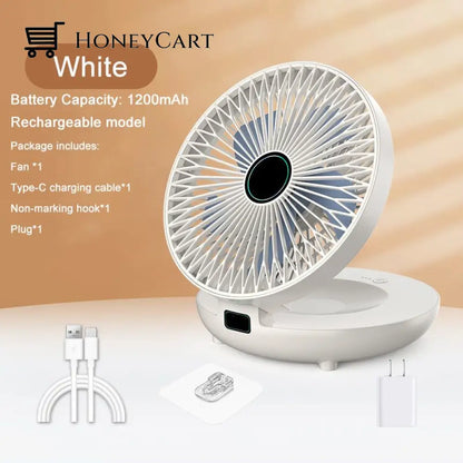 Household Dual-Use Kitchen Fan White / Rechargeable Model