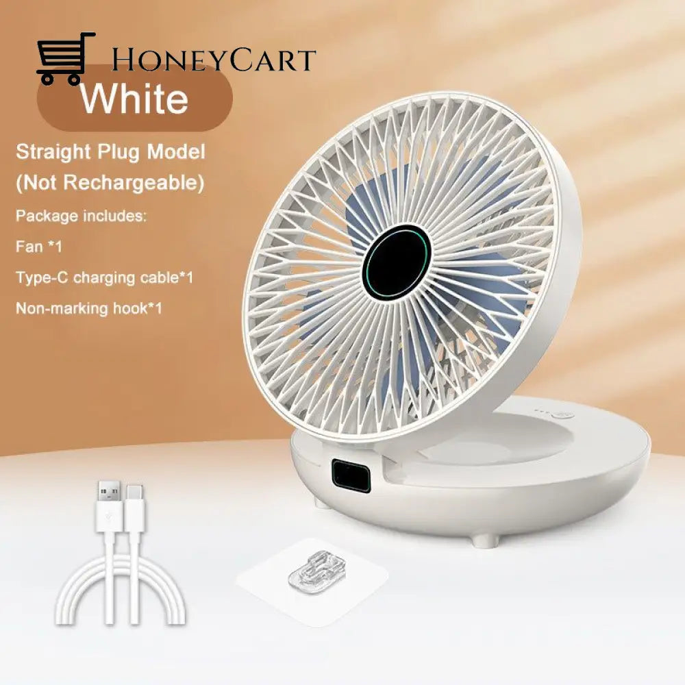 Household Dual-Use Kitchen Fan White / Rechargeable Model + Plug