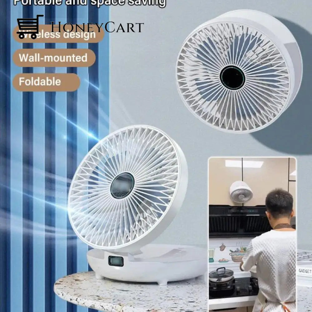 Household Dual-Use Kitchen Fan White / Straight Plug - Not Rechargeable