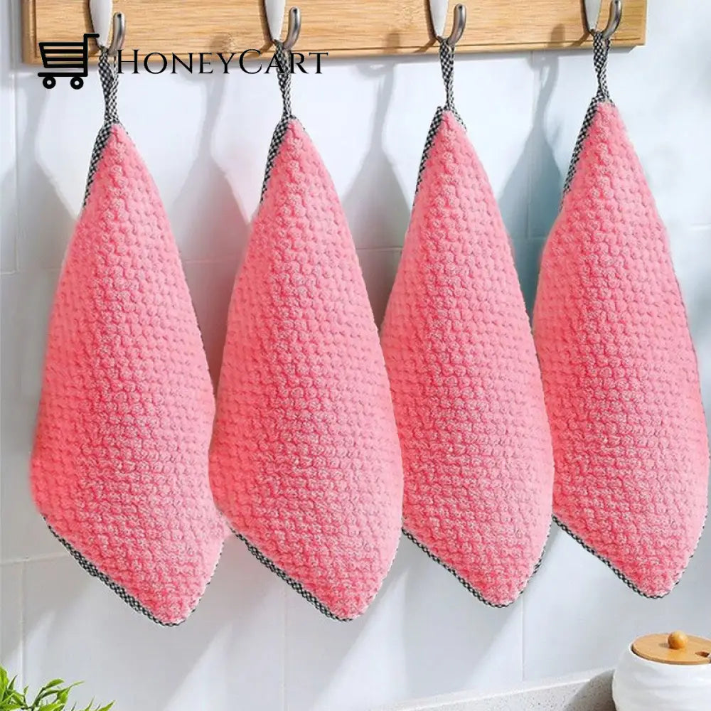 Household Kitchen Rags Gadgets Microfiber Towel Red / 3Pcs