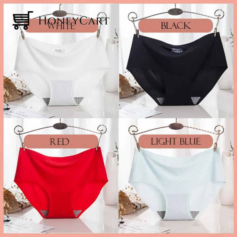 Ice Silk Panties For Women Black (3Pcs) / M