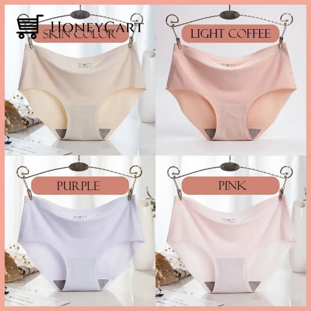 Ice Silk Panties For Women Purple (3Pcs) / M