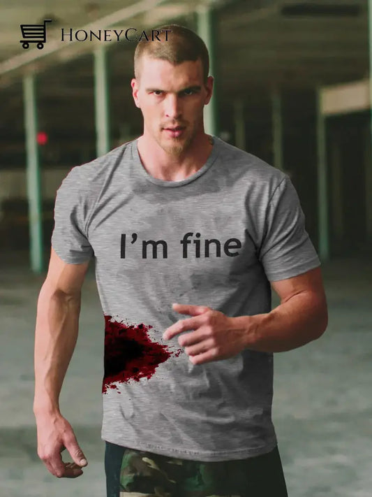 Im Fine Wound Printing Mens T-Shirt Gray / S