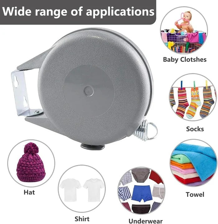 Retractable Washing Line with Swivel Wall Mount