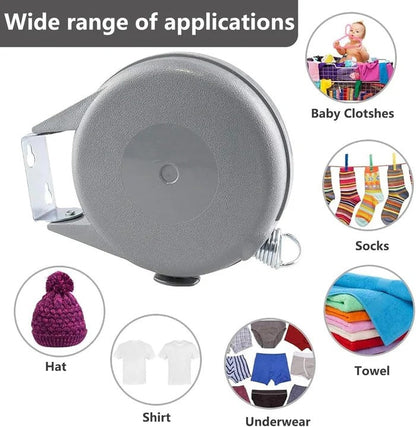 Retractable Washing Line with Swivel Wall Mount