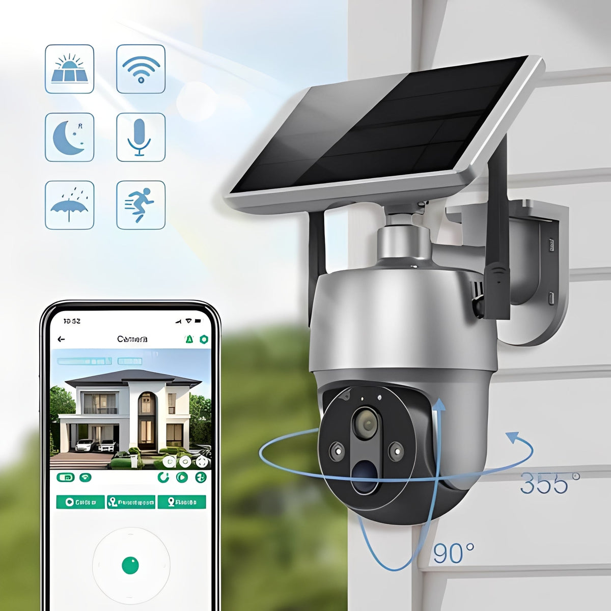 Outdoor Surveillance Camera Solar Powered and Wireless