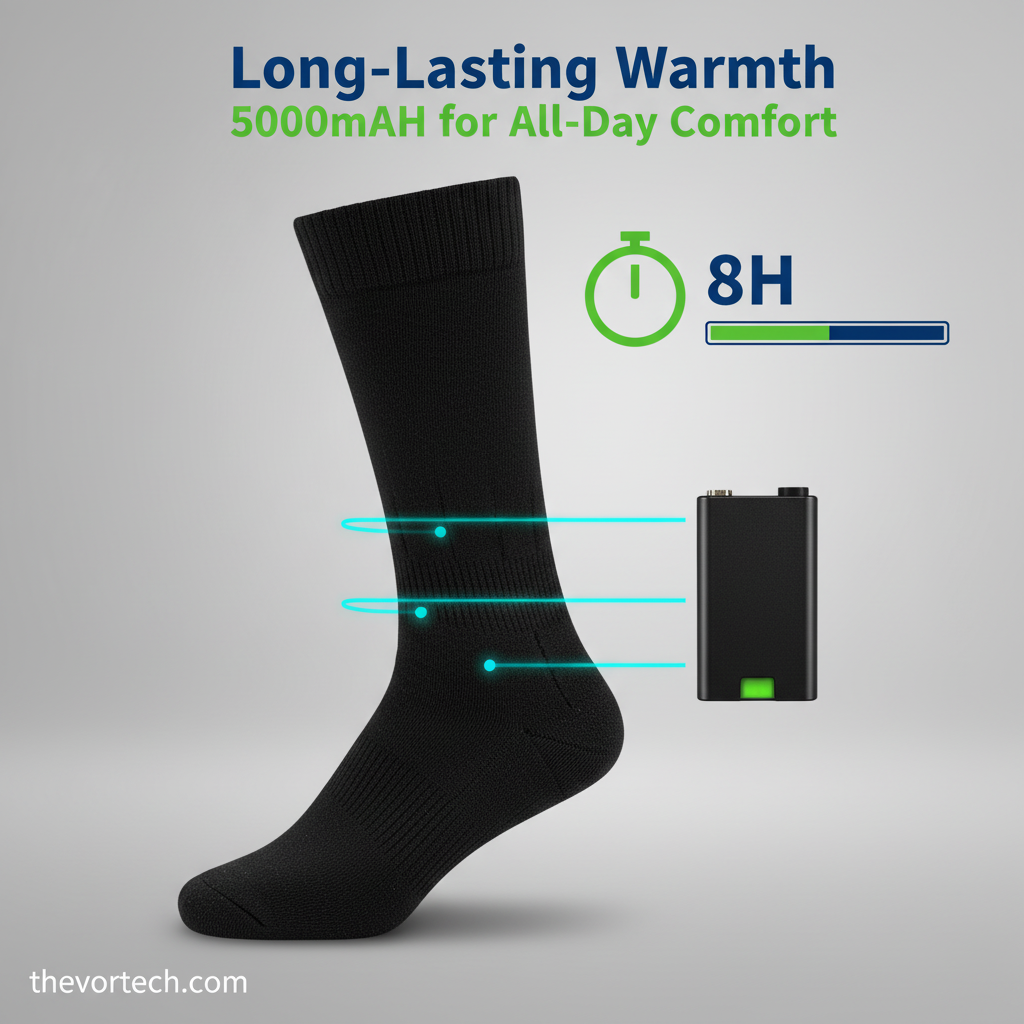 Rechargeable Heated Socks | 5000mAH Battery, Up to 8 Hours of Warmth & Fits US Sizes 5-14 for Men and Women