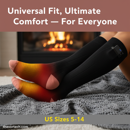 Rechargeable Heated Socks | 5000mAH Battery, Up to 8 Hours of Warmth & Fits US Sizes 5-14 for Men and Women