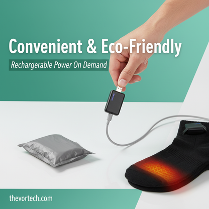Rechargeable Heated Socks | 5000mAH Battery, Up to 8 Hours of Warmth & Fits US Sizes 5-14 for Men and Women