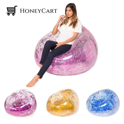 Inflatable Glitter Chair - Beanbag For Living Room Kids Game Rooms Outdoors Or Indoors Home Decor