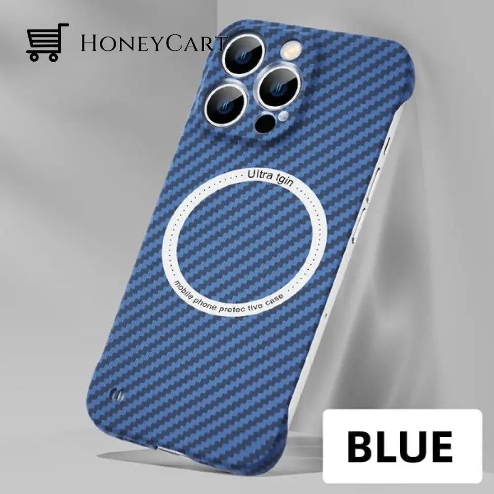 Iphone Carbon Fiber Magnetic Case Blue / Iphone14 Tool