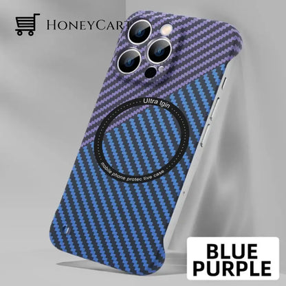 Iphone Carbon Fiber Magnetic Case Blue Purple / Iphone14 Tool