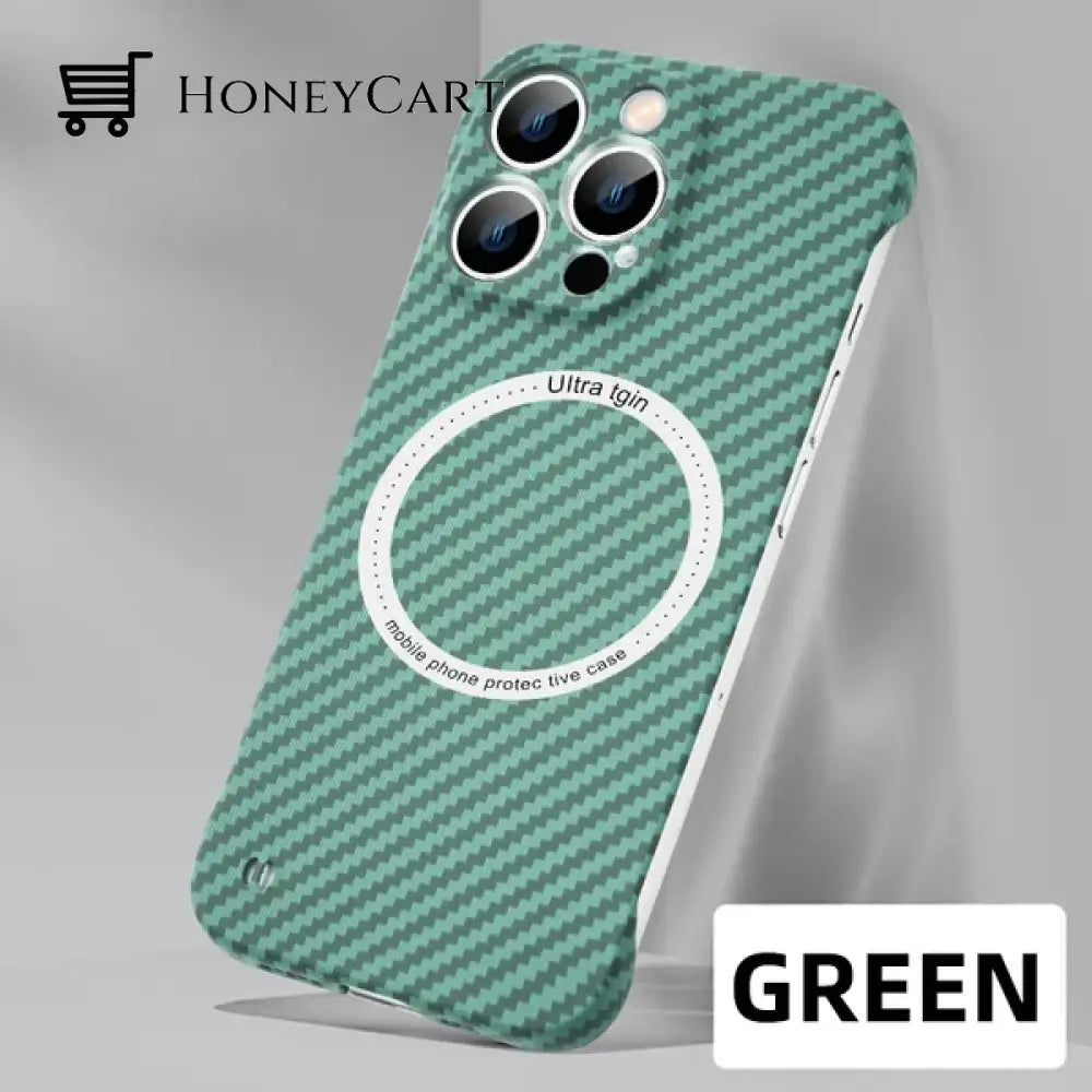 Iphone Carbon Fiber Magnetic Case Green / Iphone14 Tool