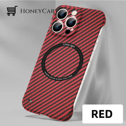 Iphone Carbon Fiber Magnetic Case Red / Iphone14 Tool