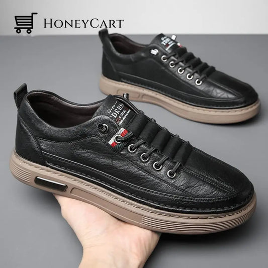 Italian Handmade Driving Breathable Casual Shoes Black / 6