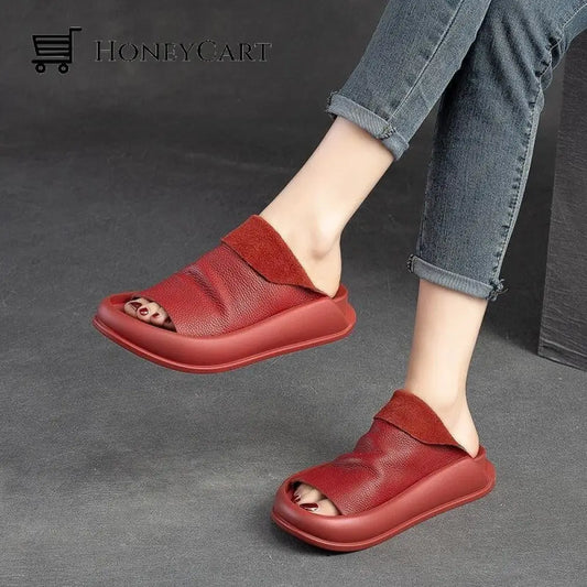 Italian Leather Platform Orthopedic Slippers