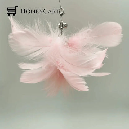 Kitten Playing Teaser Wand Toy Pink Feathers
