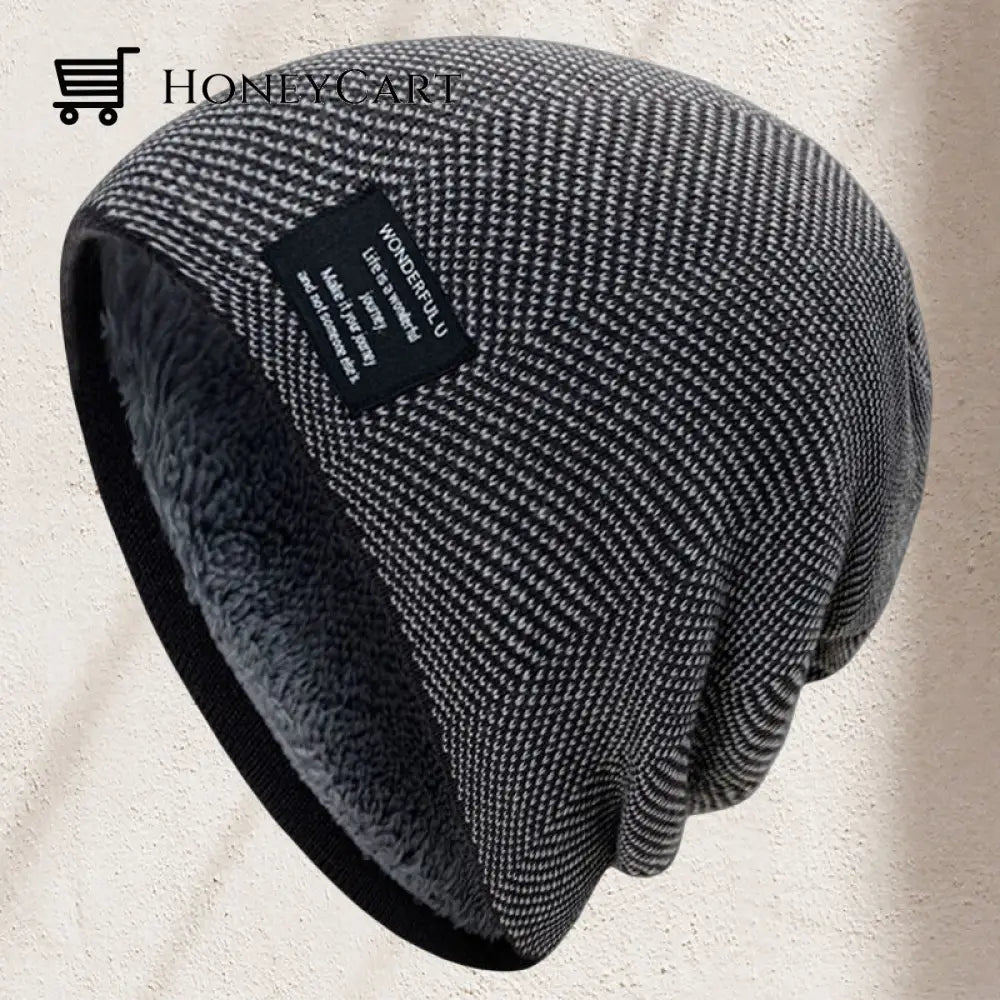 Knit Warm Beanie Hat Dark Grey