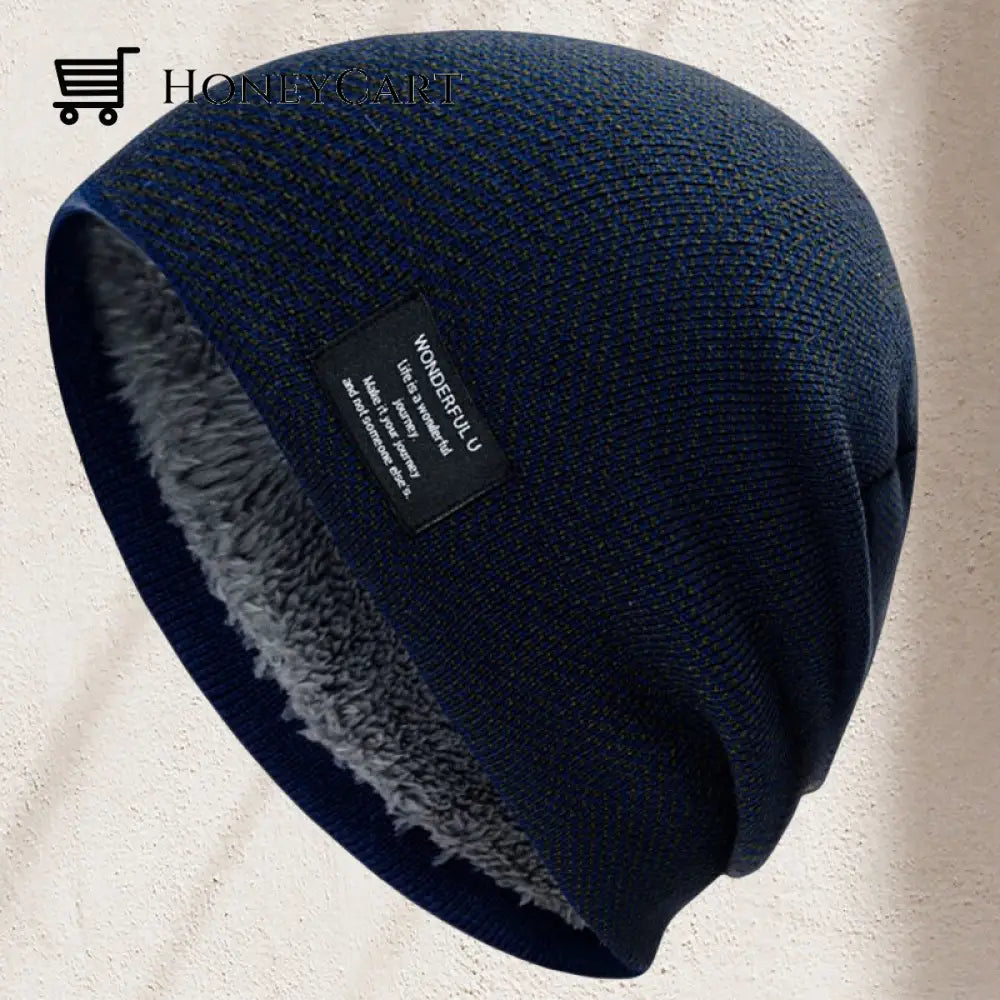 Knit Warm Beanie Hat Navy Blue