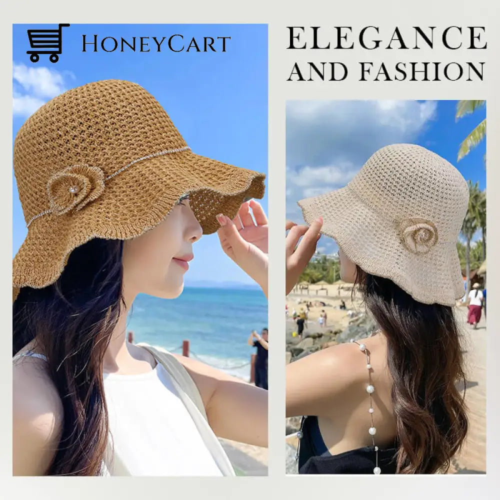Knitted Flounces Bucket Hat Beige