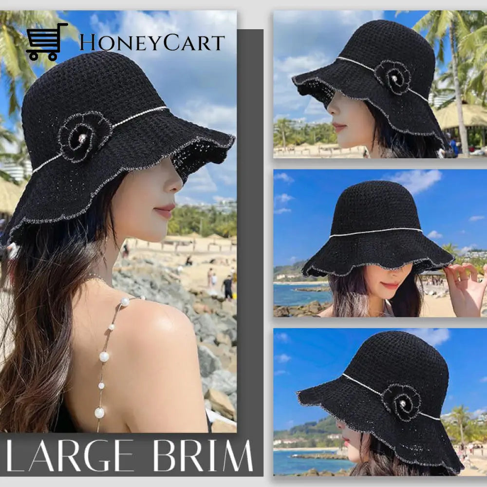 Knitted Flounces Bucket Hat Black
