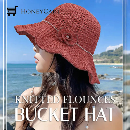 Knitted Flounces Bucket Hat Caramel