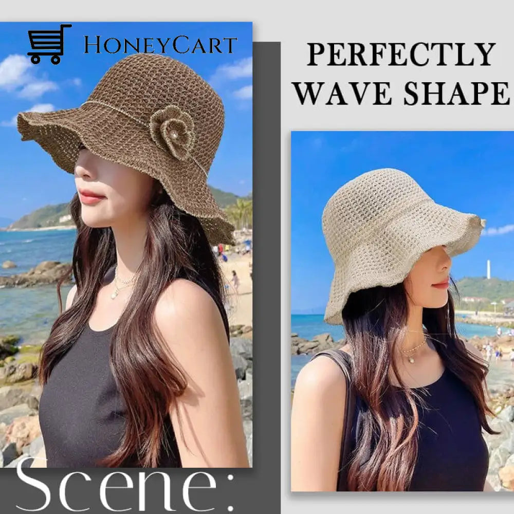 Knitted Flounces Bucket Hat Coffee