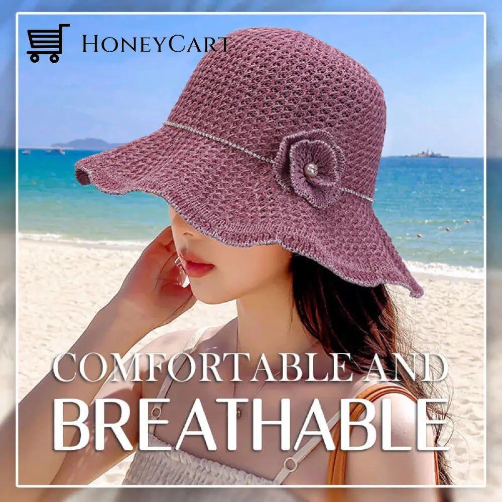 Knitted Flounces Bucket Hat Purple