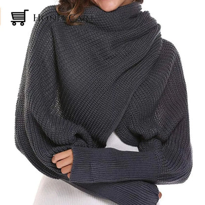 Knitted Wrap Scarf With Sleeves Tool