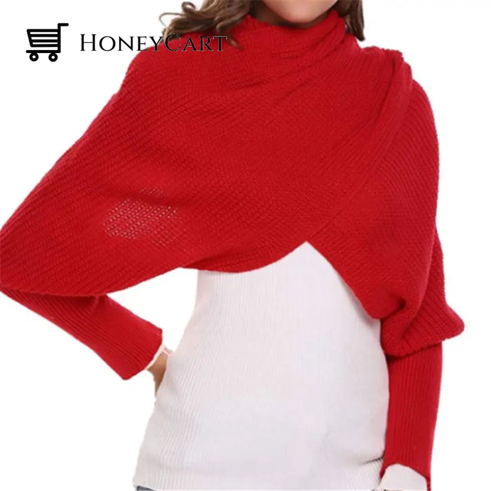 Knitted Wrap Scarf With Sleeves Tool