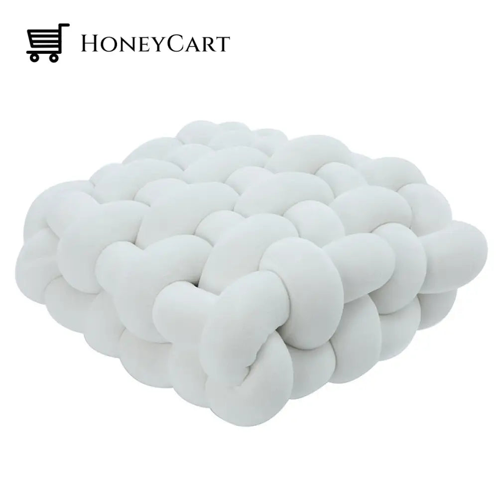 Knotted Ball Decorative Pillow Milky White Pillows