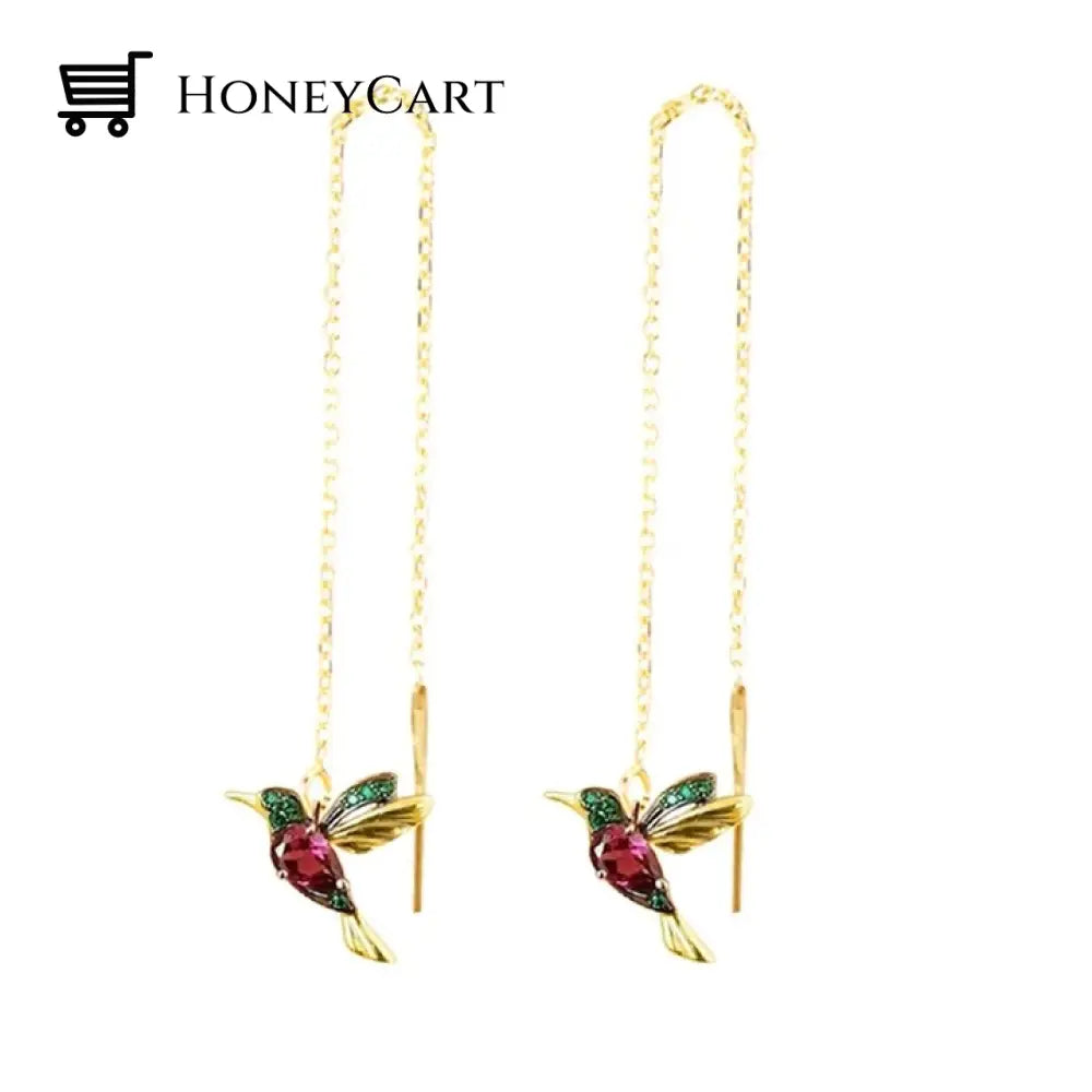 Ladies Elegant Hummingbird Rhinestone Stud Earrings Tool